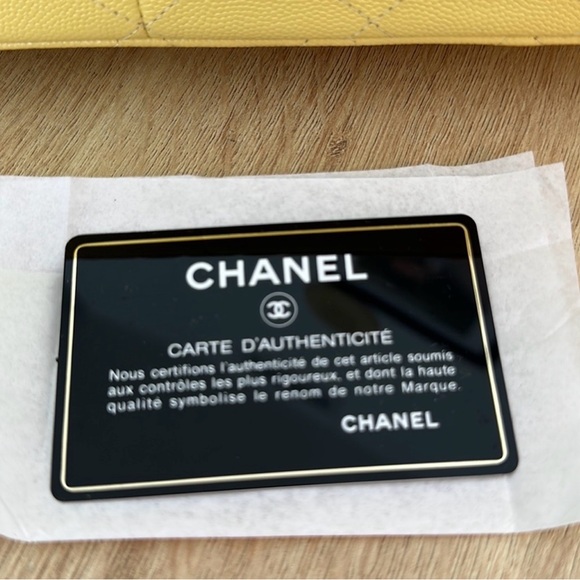 $12,200 CHANEL Classic Yellow Caviar Jumbo Double Flap Bag - Picture 15 of 16